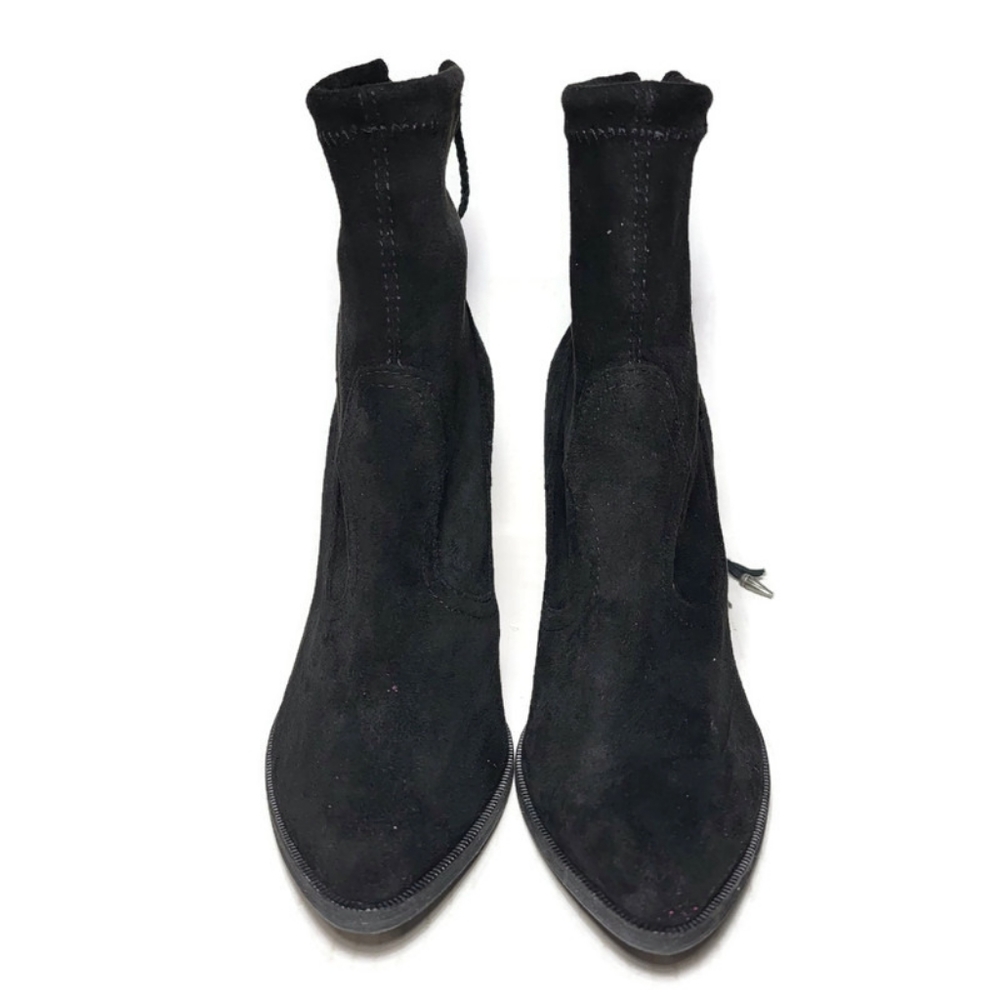 Dolce Vita Casee Black Stacked Heel Ankle Tasseled Sock Bootie Women’s